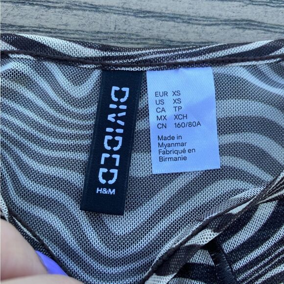 H&M size extra small mesh brown crop top sheer festival - Picture 3 of 5